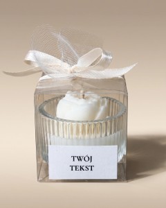Podziękowania - Szklany tealight w pudełku - kwiaty białe