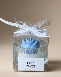 Podziękowania - Szklany tealight w pudełku - kwiaty błękitne