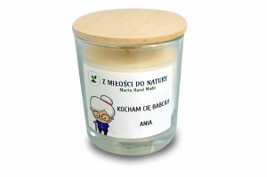 Świeca sojowa w szkle transparentnym Dzień Babci i Dziadka