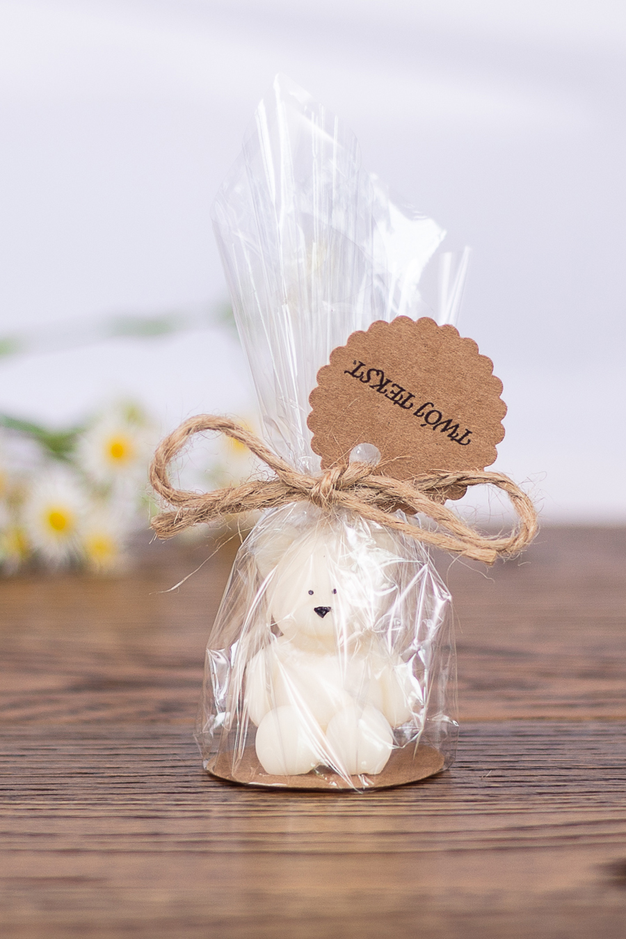 Miś kraftowy biały – naturalne rustykalne podziękowanie WS10148