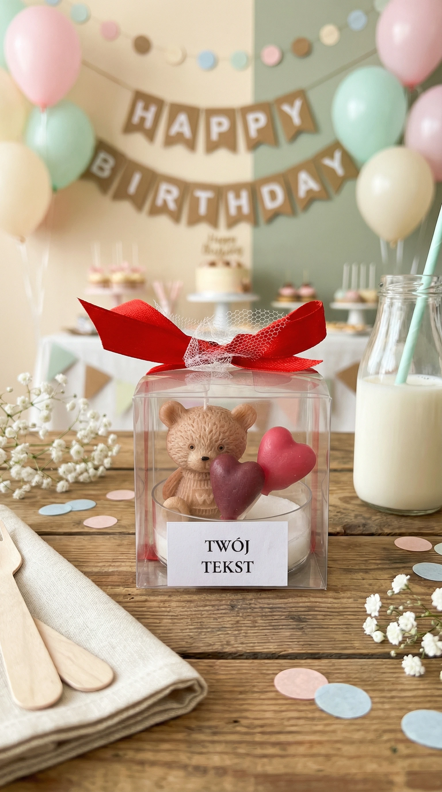 Podziękowania dla gości świeca z serduszkami